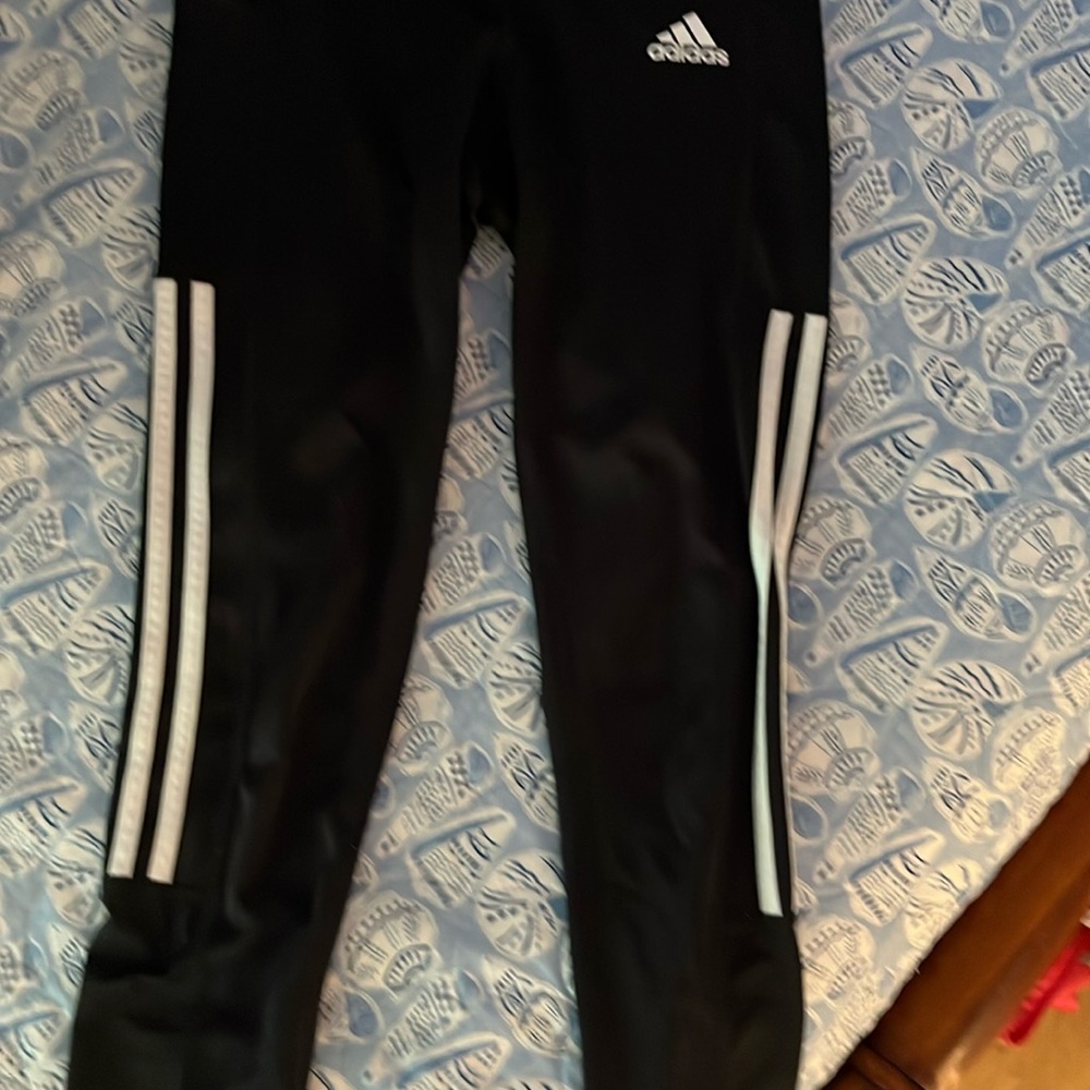 Adidas Black Leggings with Iconic Stripes